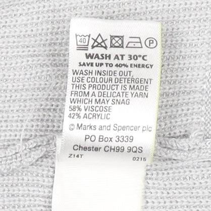 Marks and Spencer Women’s Grey 3/4 Sleeve Open Knit Cardigan Size 12 - Image 4
