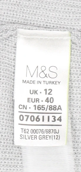 Marks and Spencer Women’s Grey 3/4 Sleeve Open Knit Cardigan Size 12 - Image 5