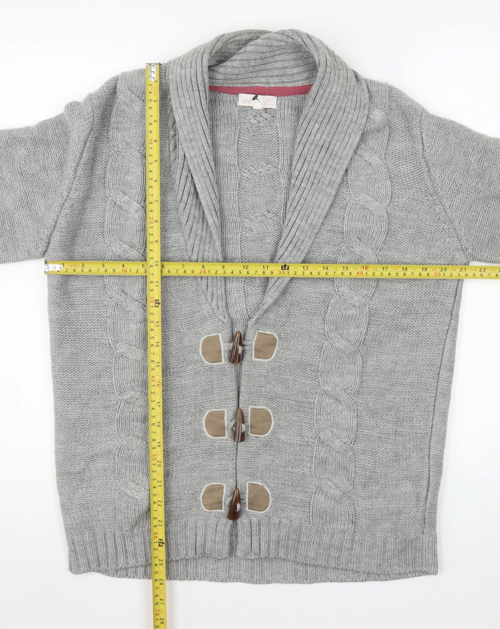 Marks and Spencer Women’s Grey Cable Knit Cardigan Medium - Image 2