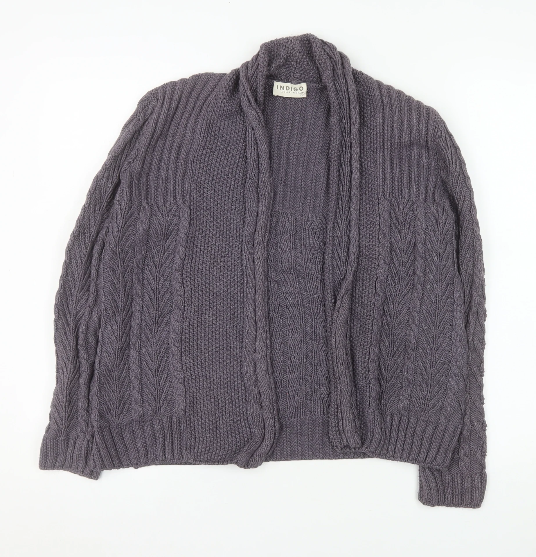 Marks and Spencer Women’s Grey Cable Knit Long Sleeve Open Cardigan Size 8
