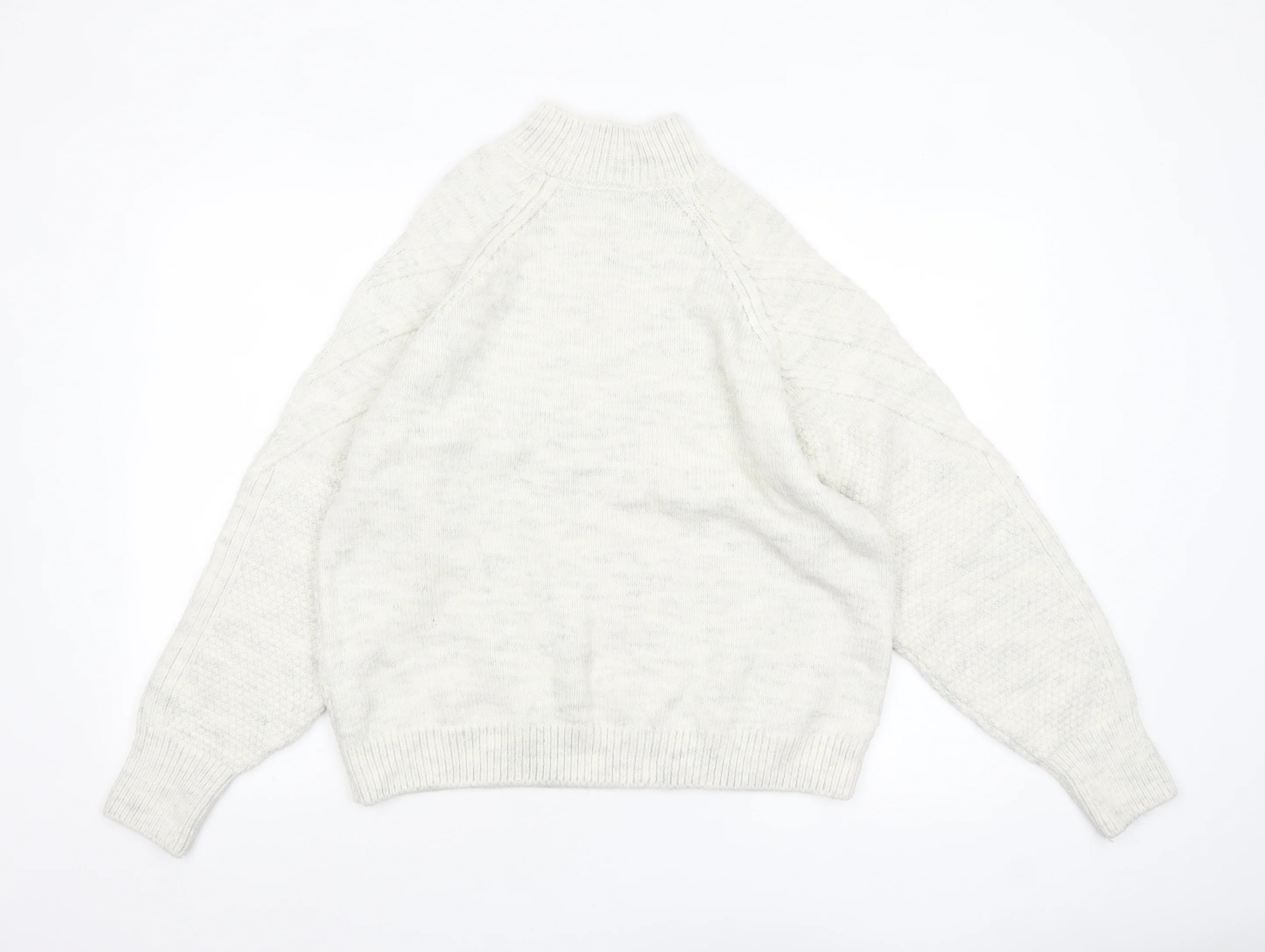 Marks and Spencer Women’s Grey Cable Knit Mock Neck Jumper Size M - Image 3