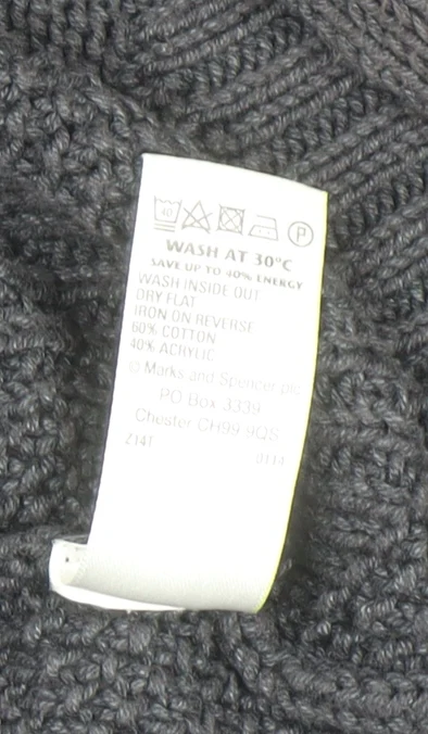 Marks and Spencer Women’s Grey Cable Knit V-Neck Cardigan Size 8 - Image 4