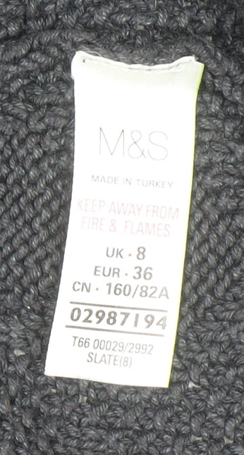 Marks and Spencer Women’s Grey Cable Knit V-Neck Cardigan Size 8 - Image 5