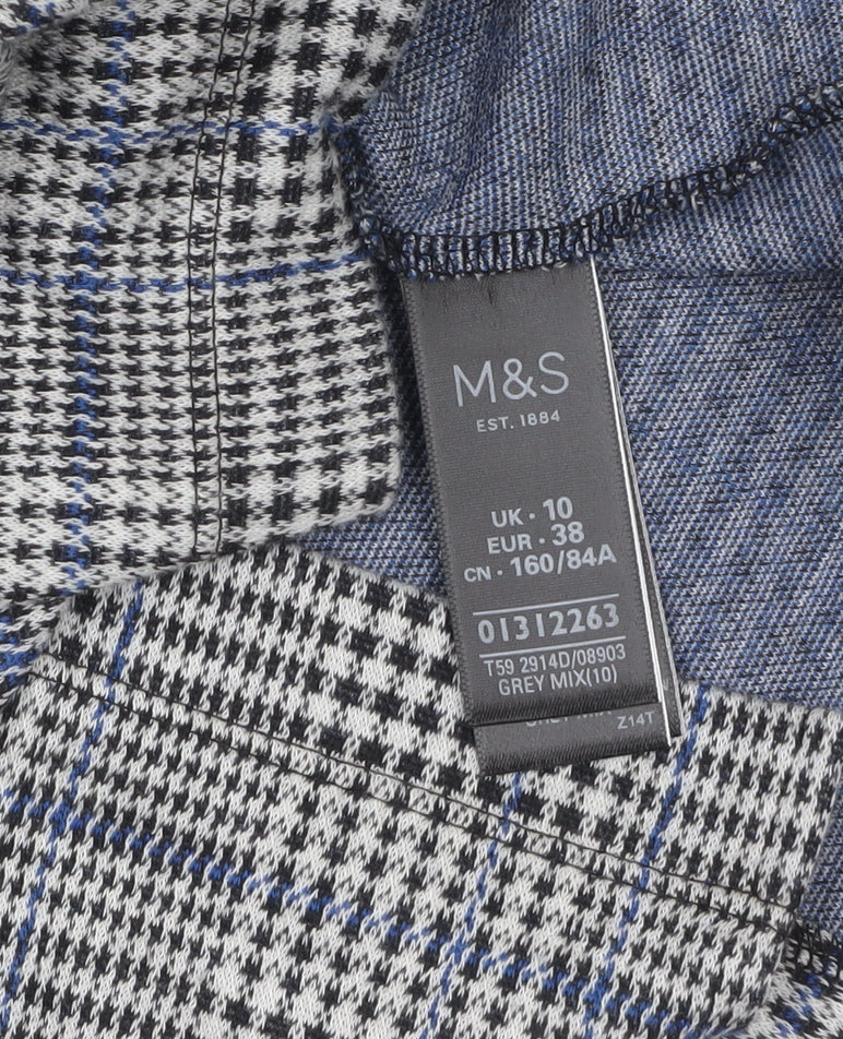 Marks and Spencer Women’s Grey Check Sheath Dress Size 10 - Image 5