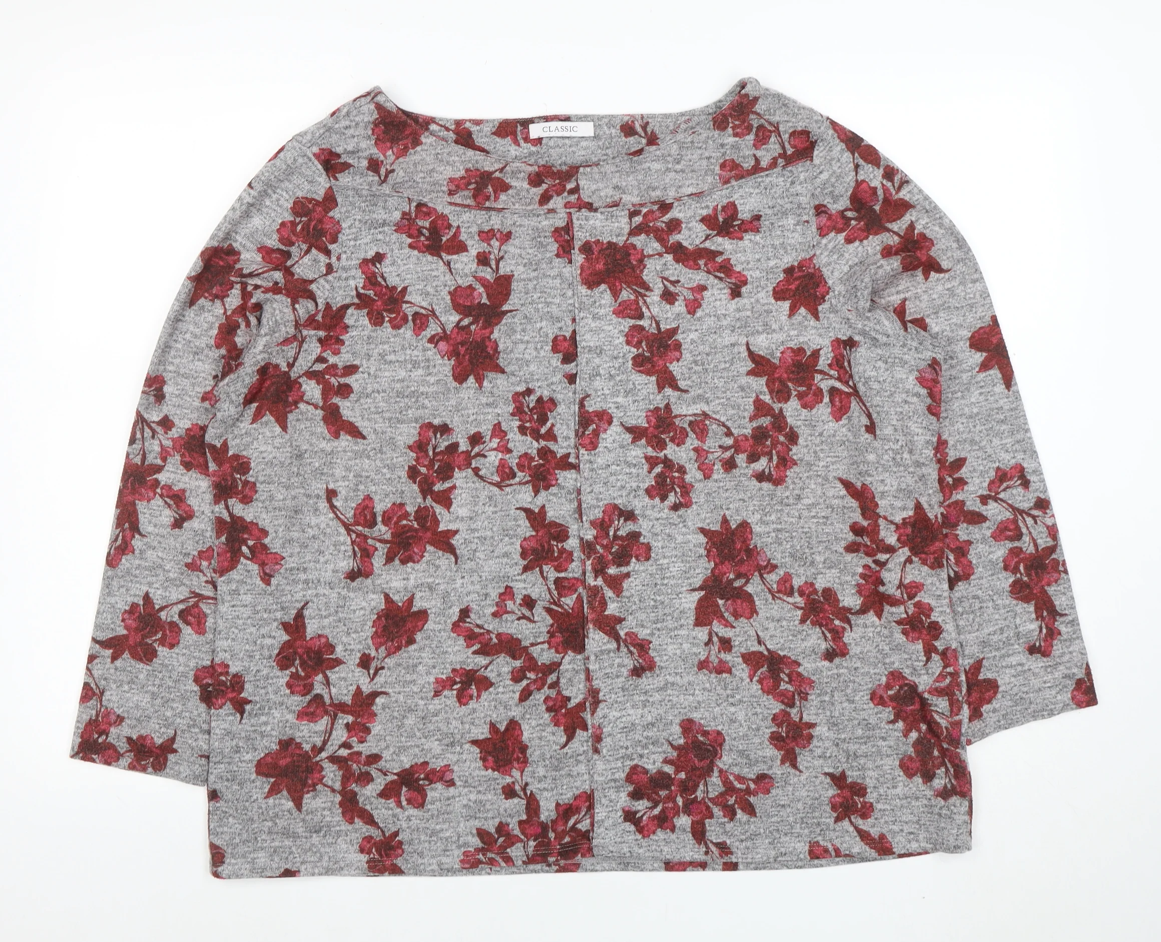 Marks and Spencer Women’s Grey Floral 3/4 Sleeve Jersey Top Size 20