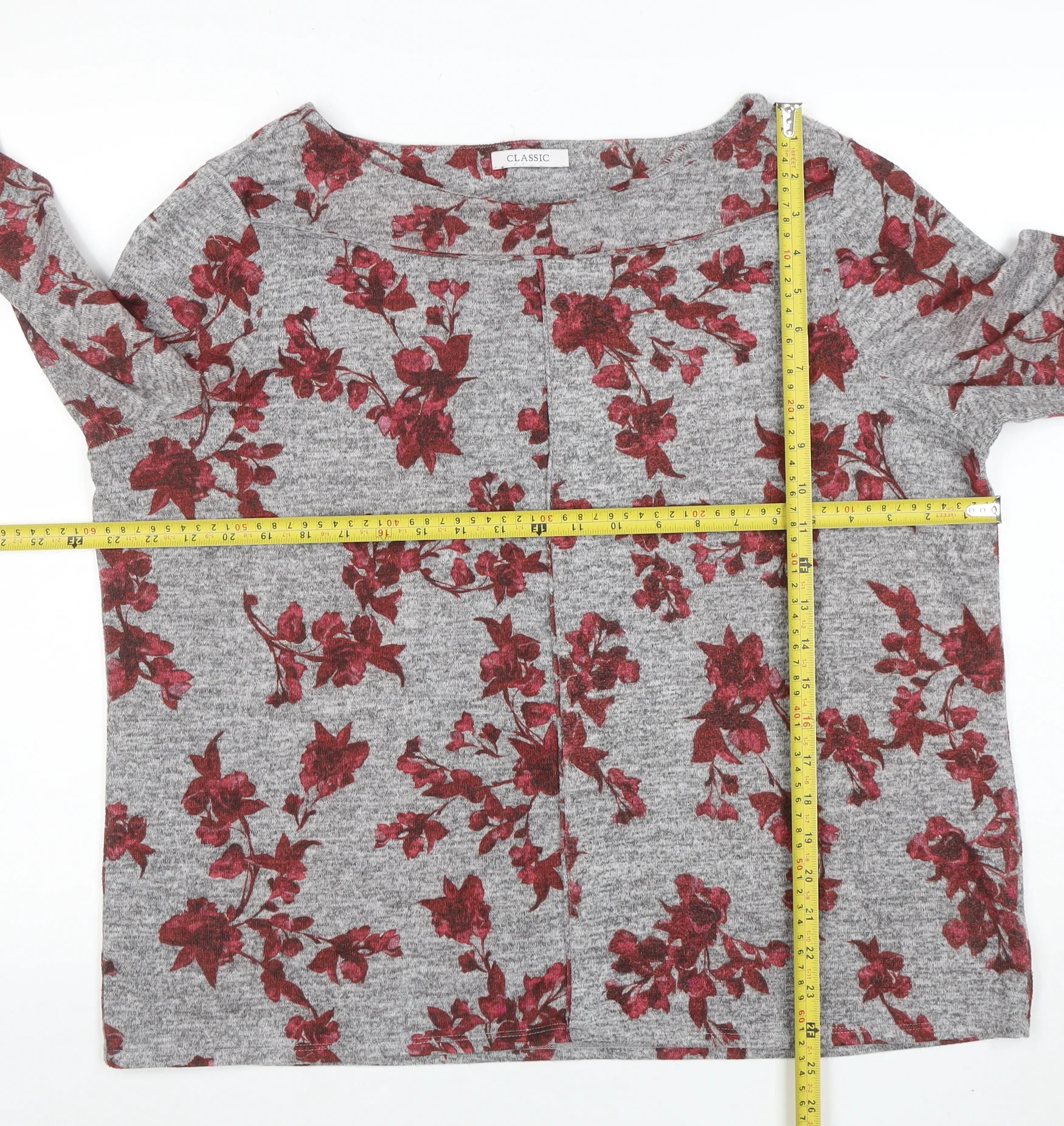 Marks and Spencer Women’s Grey Floral 3/4 Sleeve Jersey Top Size 20 - Image 2