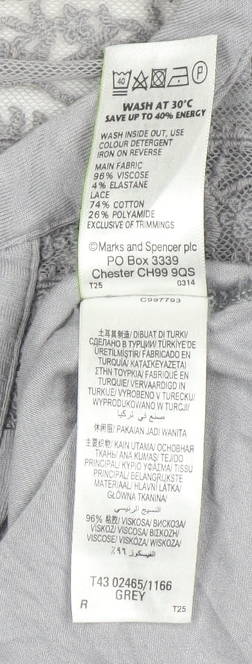 Marks and Spencer Women’s Grey Lace Panel Sleeveless Henley Blouse UK 14 - Image 4