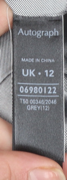 Marks and Spencer Women’s Grey Linen Blend Long Zip Coat UK 12 - Image 4