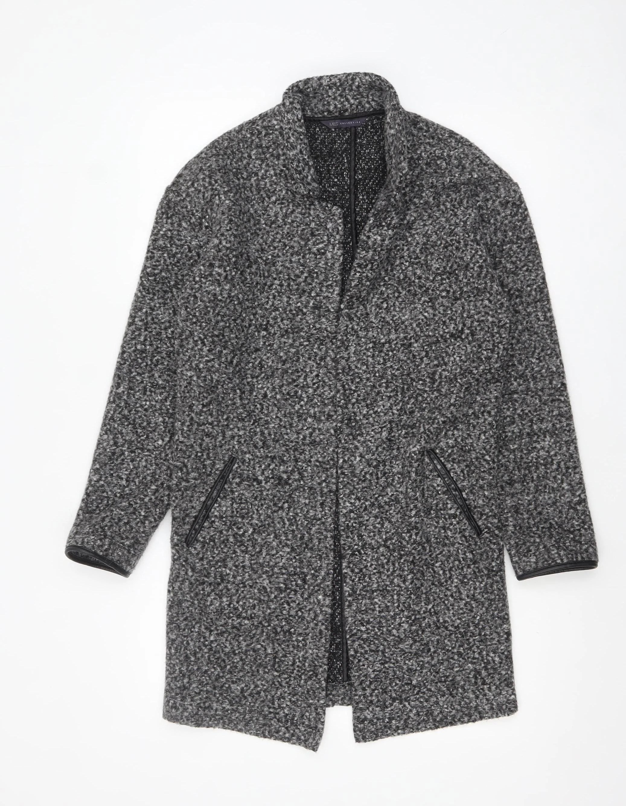 Marks and Spencer Women’s Grey Mid-Length Tweed Overcoat Size 8