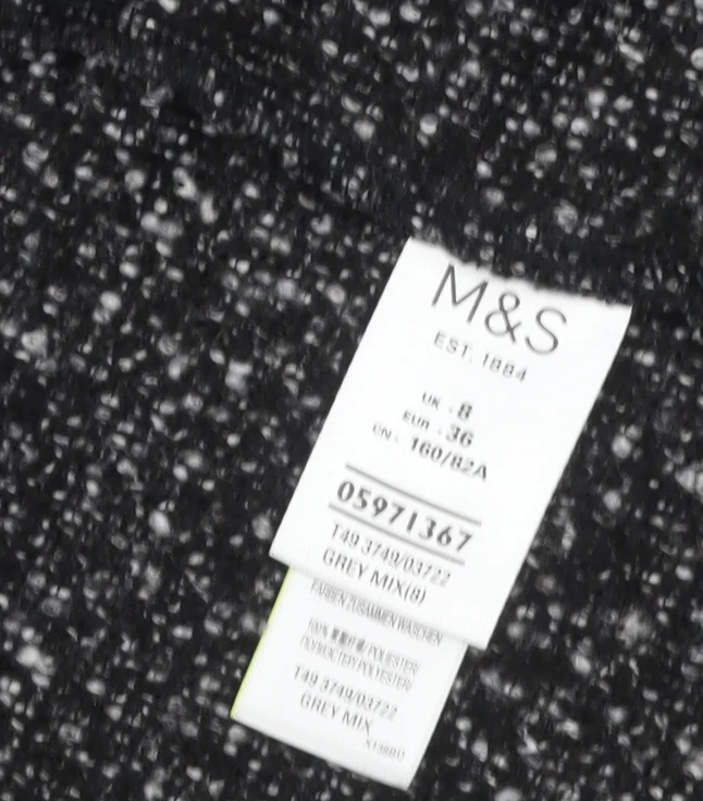 Marks and Spencer Women’s Grey Mid-Length Tweed Overcoat Size 8 - Image 5