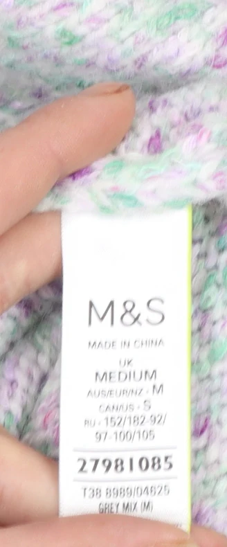 Marks and Spencer Women’s Grey Mix Roll Neck Chunky-Knit Jumper Medium - Image 4