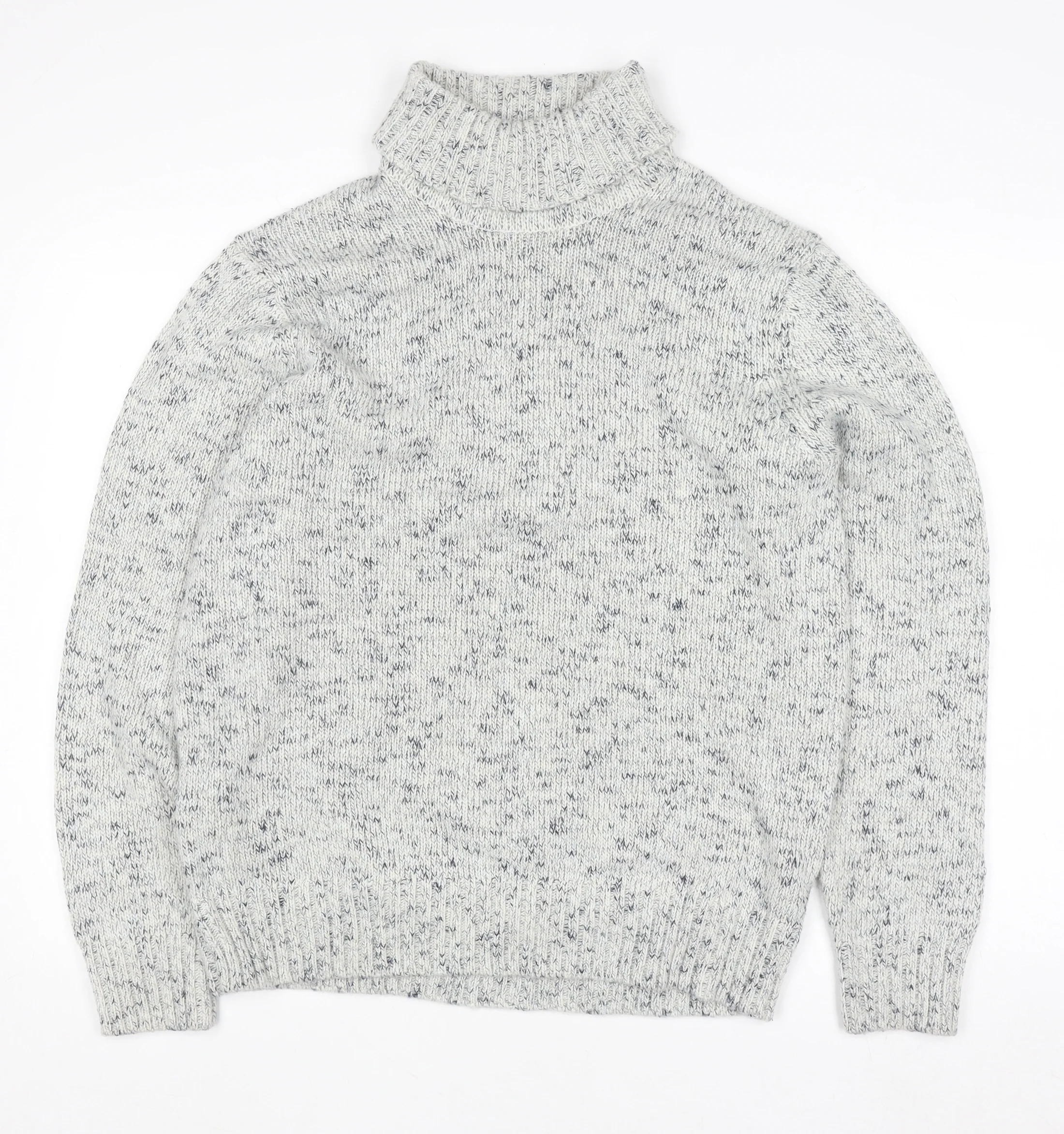 Marks and Spencer Women’s Grey Roll Neck Wool Blend Chunky Knit Jumper M