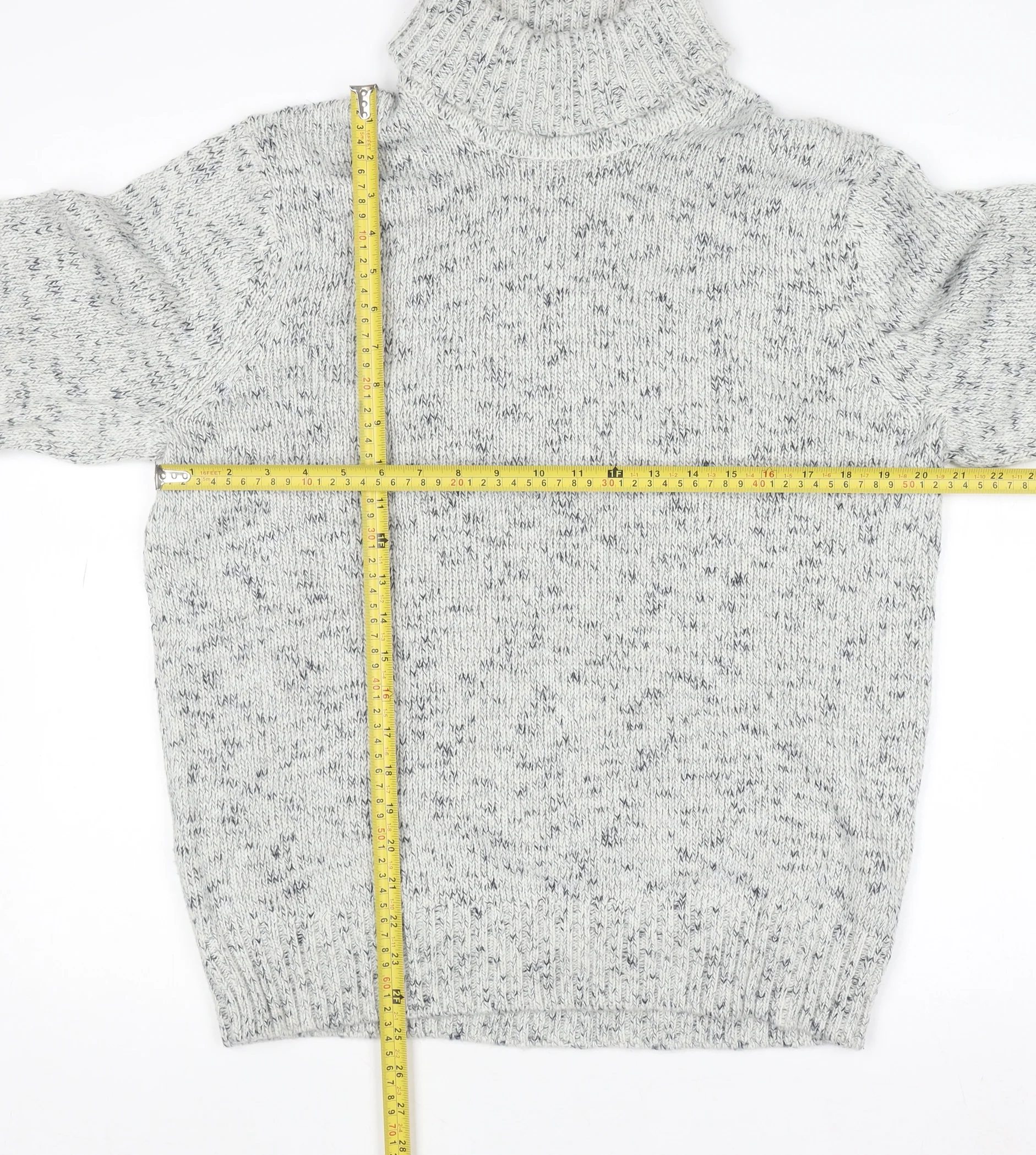 Marks and Spencer Women’s Grey Roll Neck Wool Blend Chunky Knit Jumper M - Image 2