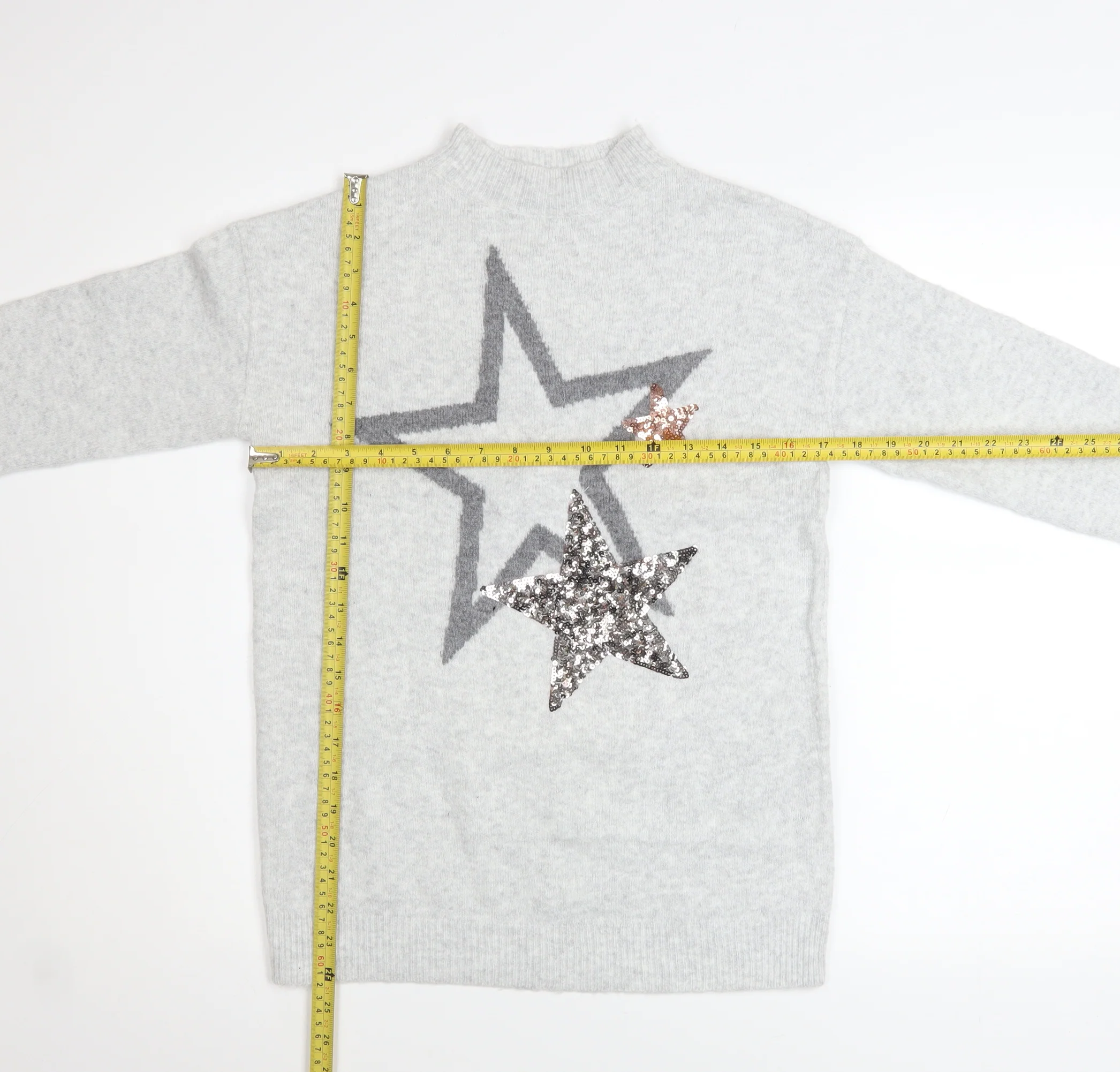 Marks and Spencer Women’s Grey Sequin Star Jumper XS - Image 2