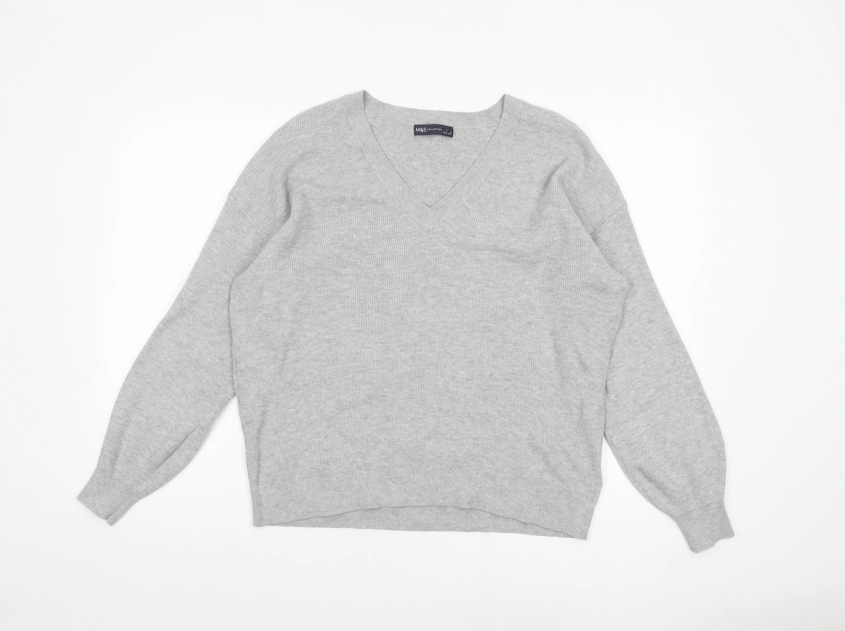 Marks and Spencer Women’s Grey V-Neck Knit Jumper Size L