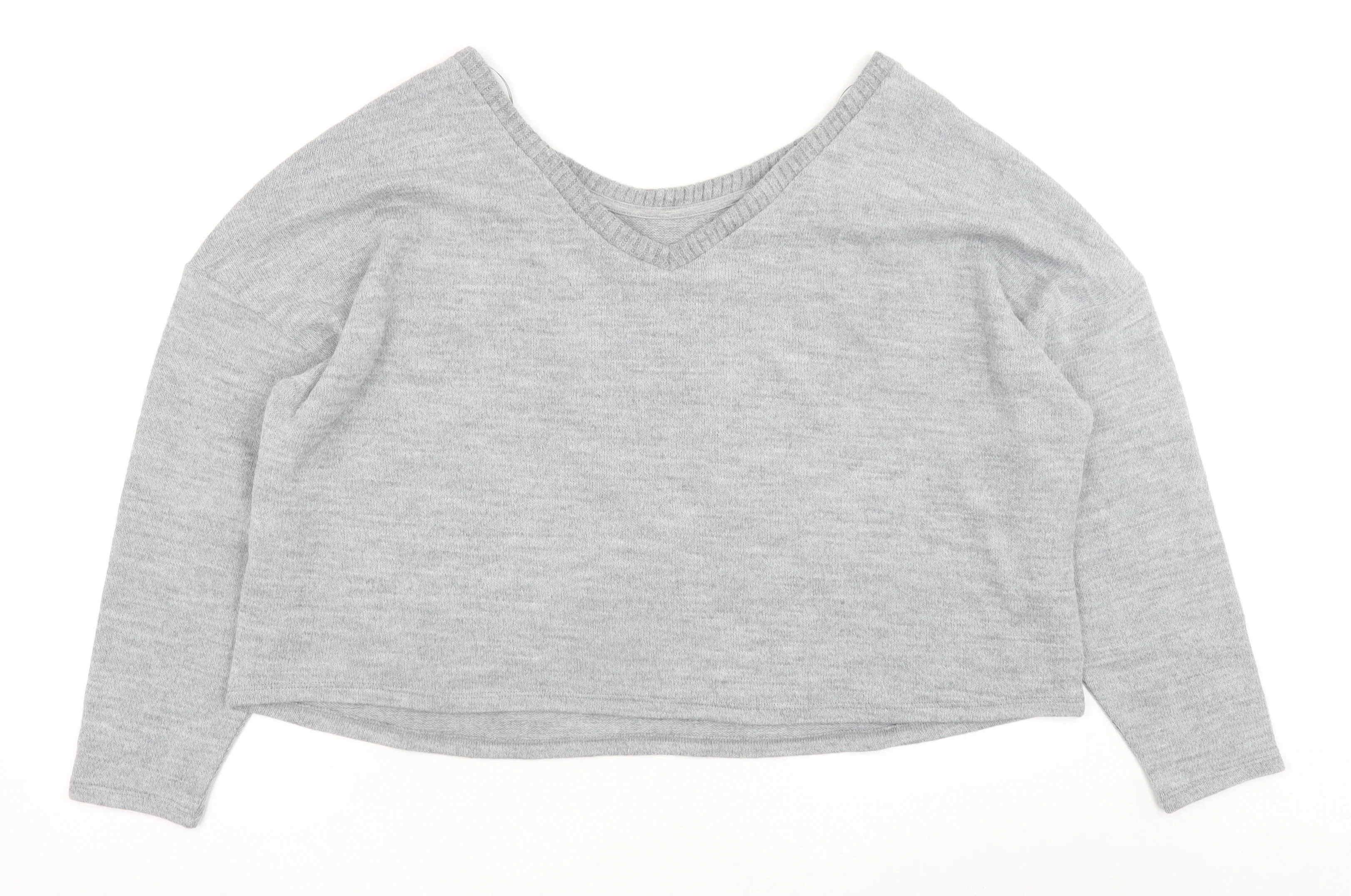 Marks and Spencer Women’s Grey V-Neck Long Sleeve Pullover Jumper Size 24 - Image 3