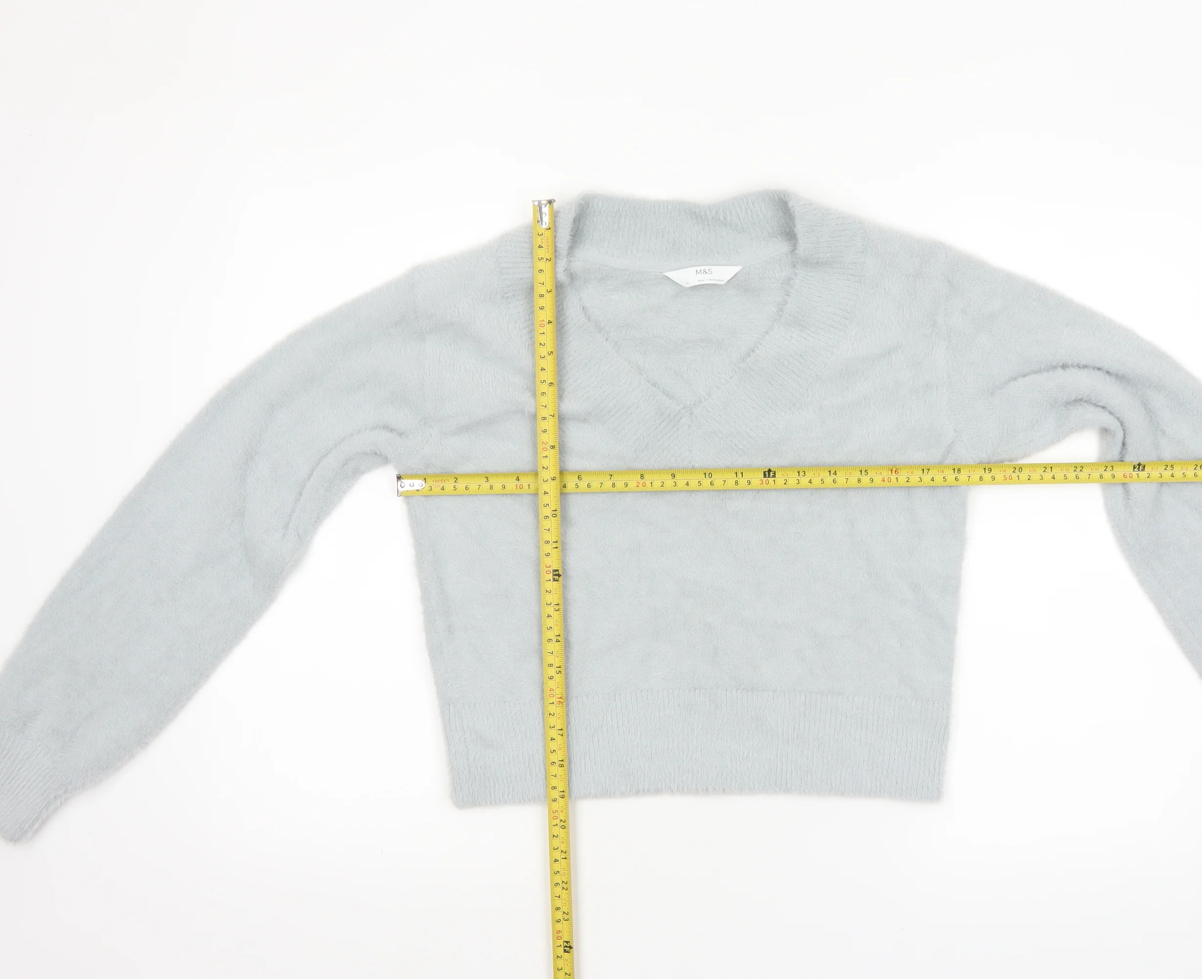 Marks and Spencer Women’s Grey V-Neck Long Sleeve Pullover Jumper XS - Image 2