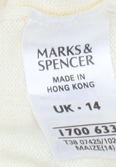 Marks and Spencer Women’s Ivory Acrylic Crew Neck Jumper UK 14 - Image 5