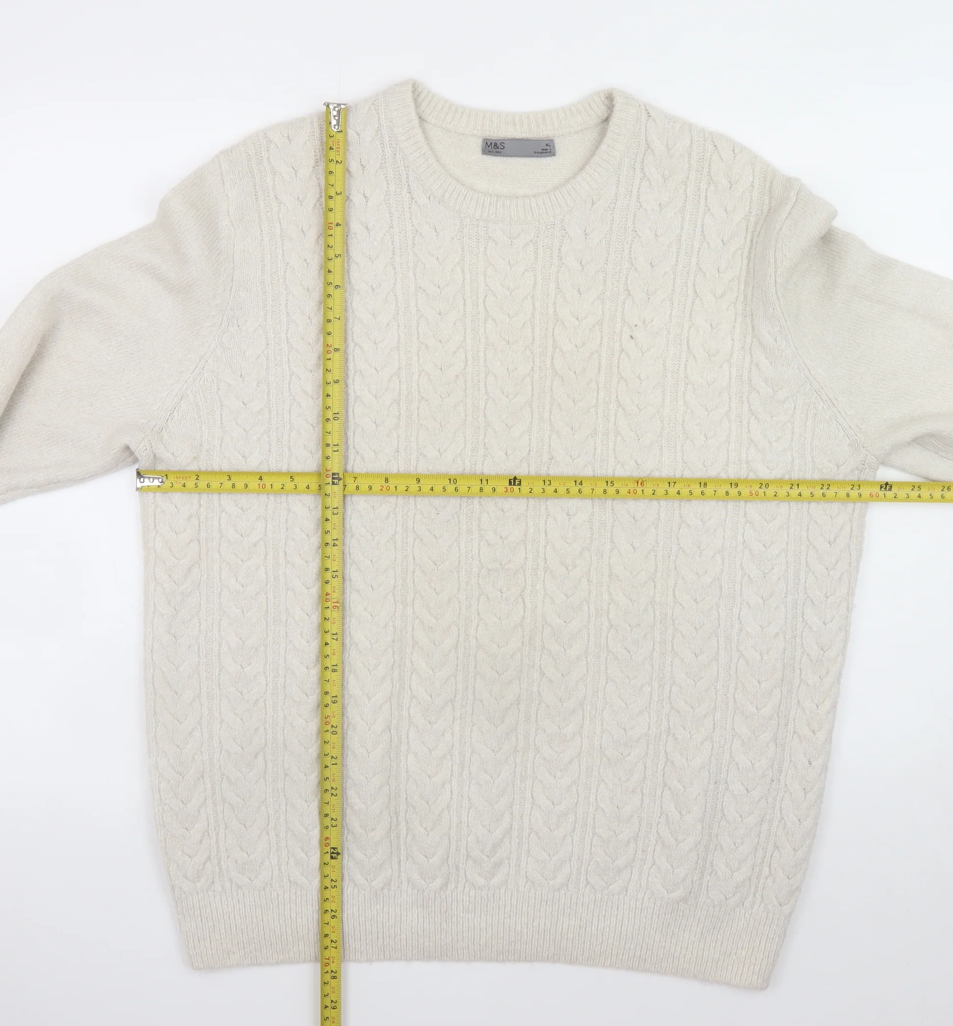 Marks and Spencer Women’s Ivory Cable-Knit Jumper XL - Image 2