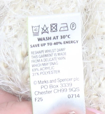 Marks and Spencer Women’s Ivory Cable-Knit Pullover Jumper Size 14 - Image 6