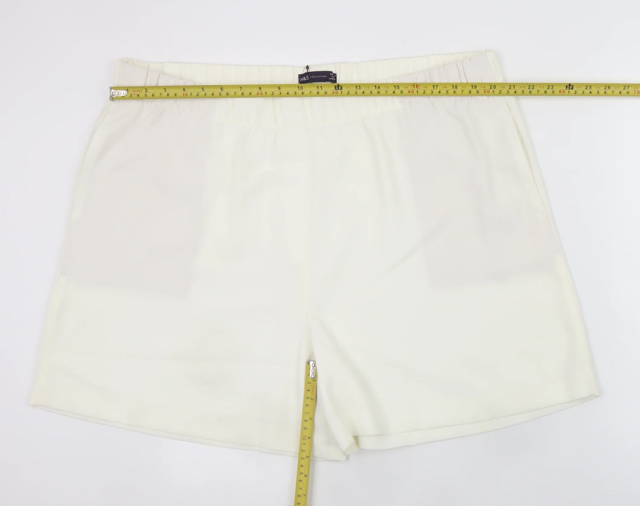 Marks and Spencer Women’s Ivory Chino Shorts Size 22 Regular Fit - Image 2