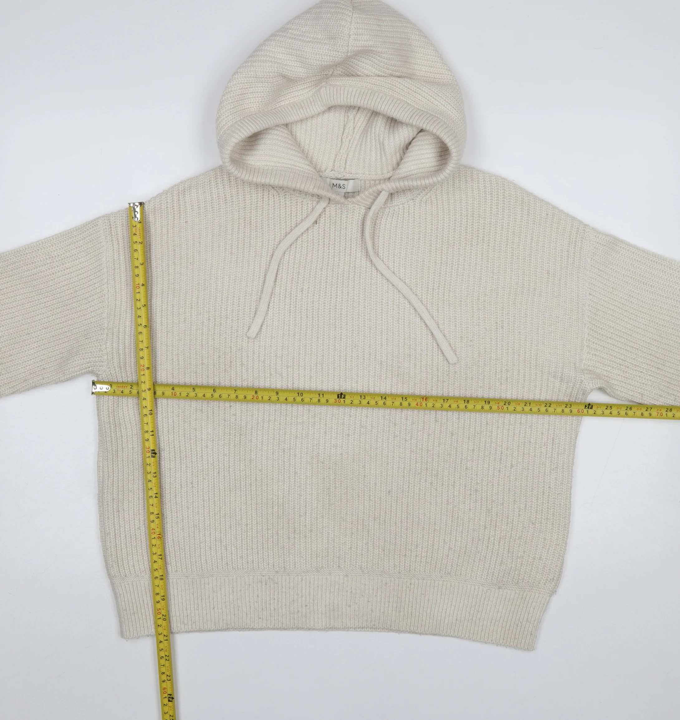 Marks and Spencer Women’s Ivory Hooded Knit Jumper Size M - Image 2