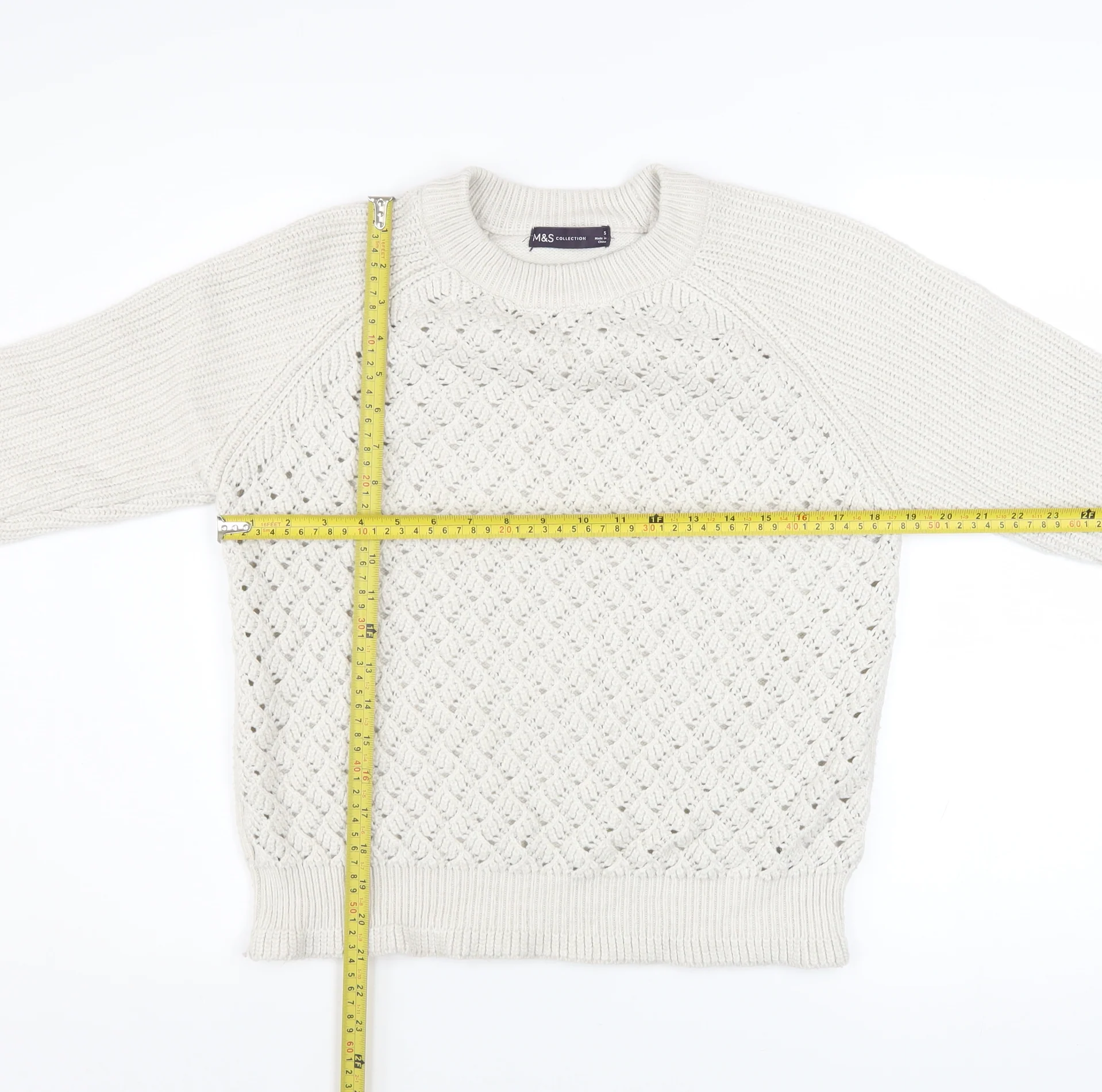 Marks and Spencer Women’s Ivory Knit Crew Neck Pullover Jumper Size S - Image 2