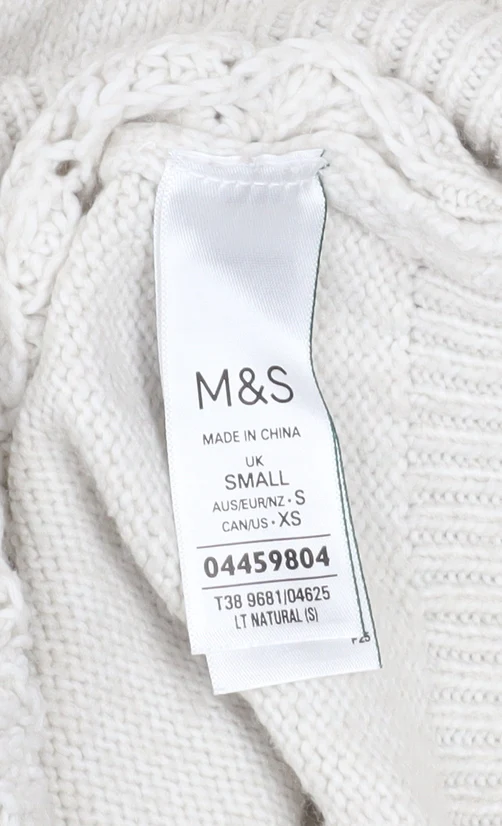Marks and Spencer Women’s Ivory Knit Crew Neck Pullover Jumper Size S - Image 4