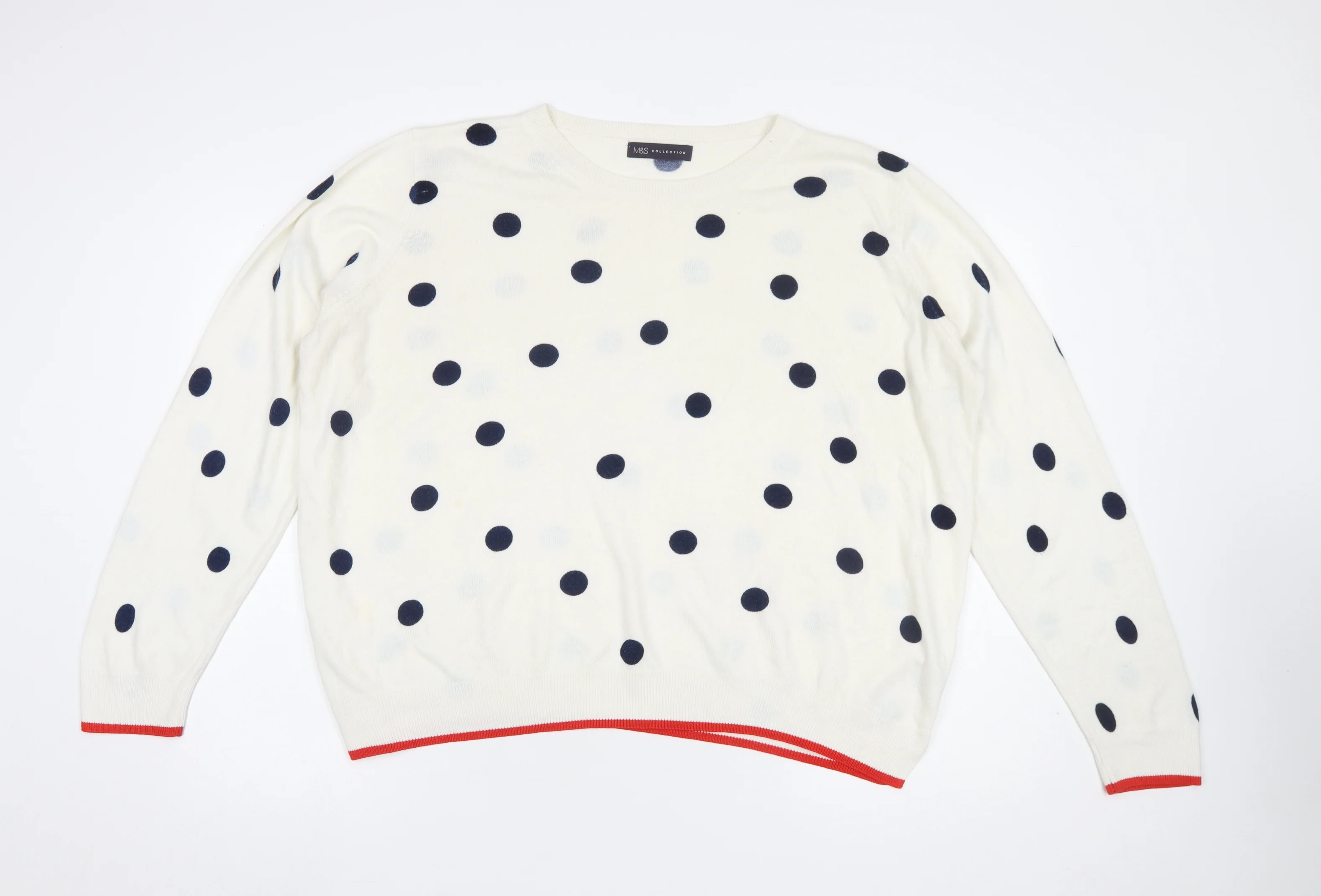 Marks and Spencer Women’s Ivory Polka Dot Knit Jumper Size 22