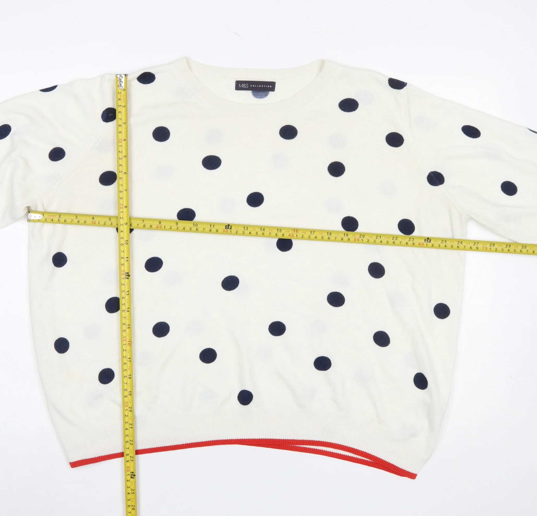 Marks and Spencer Women’s Ivory Polka Dot Knit Jumper Size 22 - Image 2