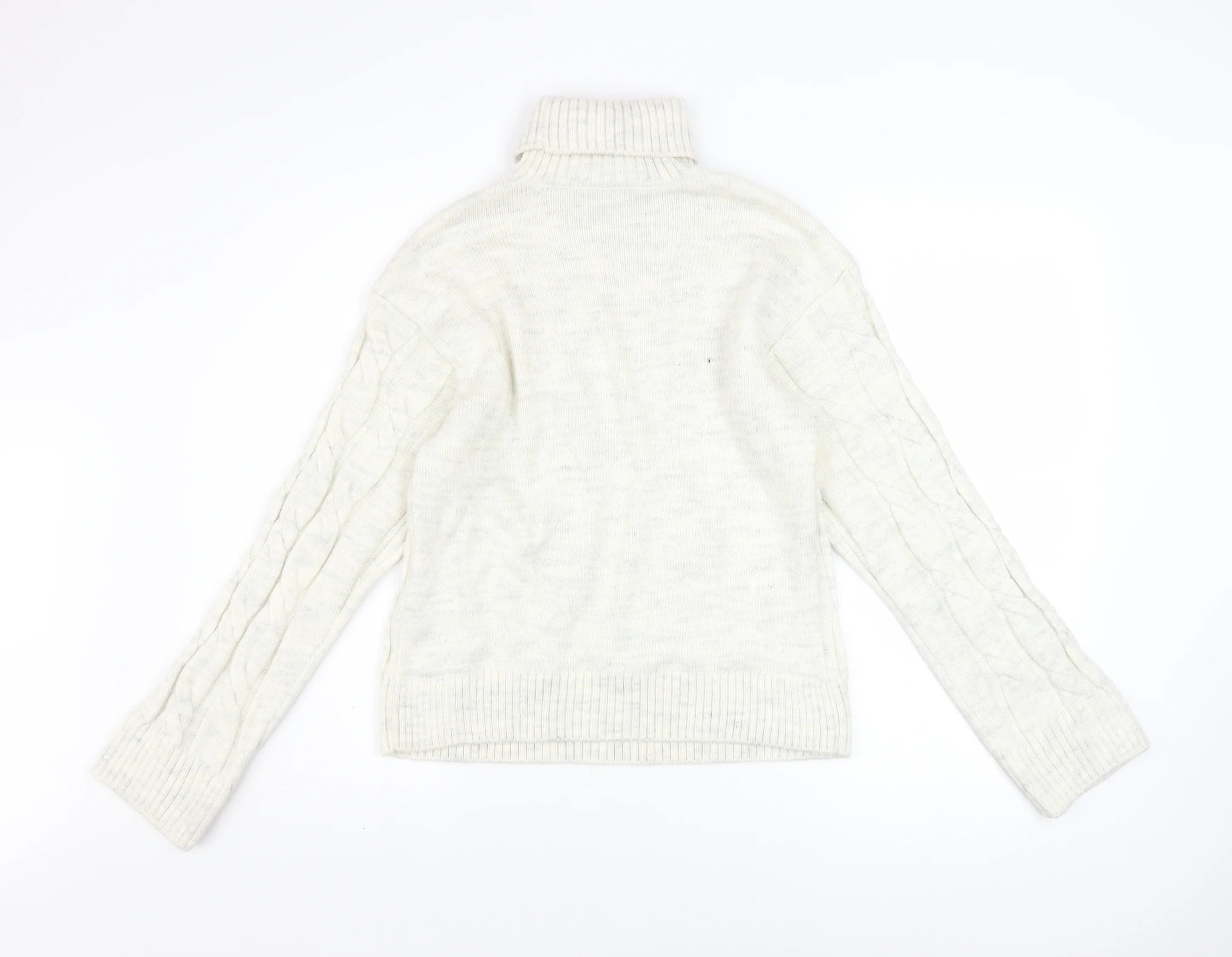 Marks and Spencer Women’s Ivory Roll Neck Cable Knit Jumper Size S - Image 3