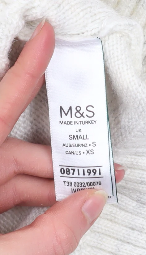Marks and Spencer Women’s Ivory Roll Neck Cable Knit Jumper Size S - Image 4