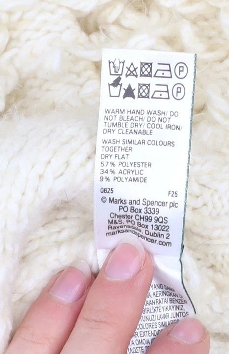 Marks and Spencer Women’s Ivory Roll Neck Chunky Knit Jumper M - Image 5