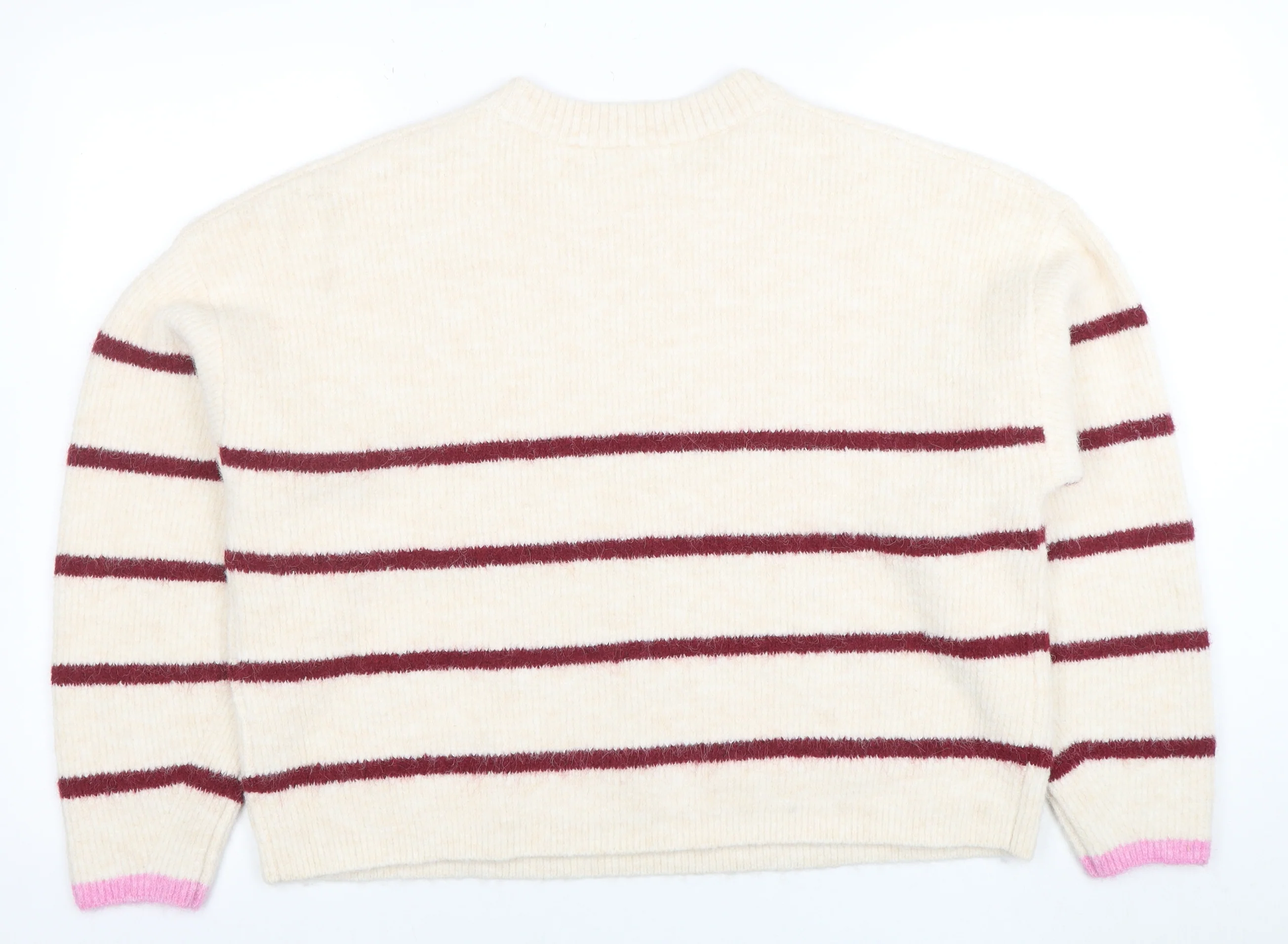 Marks and Spencer Women’s Ivory Striped Wool Blend Pullover Jumper L - Image 3