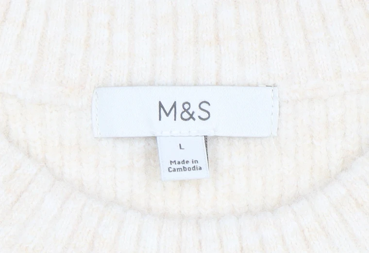 Marks and Spencer Women’s Ivory Striped Wool Blend Pullover Jumper L - Image 4