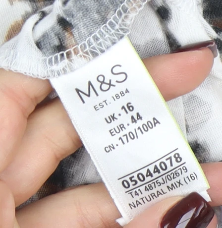 Marks and Spencer Women’s Multicoloured Leopard Print Long Sleeve Blouse Size 16 - Image 4