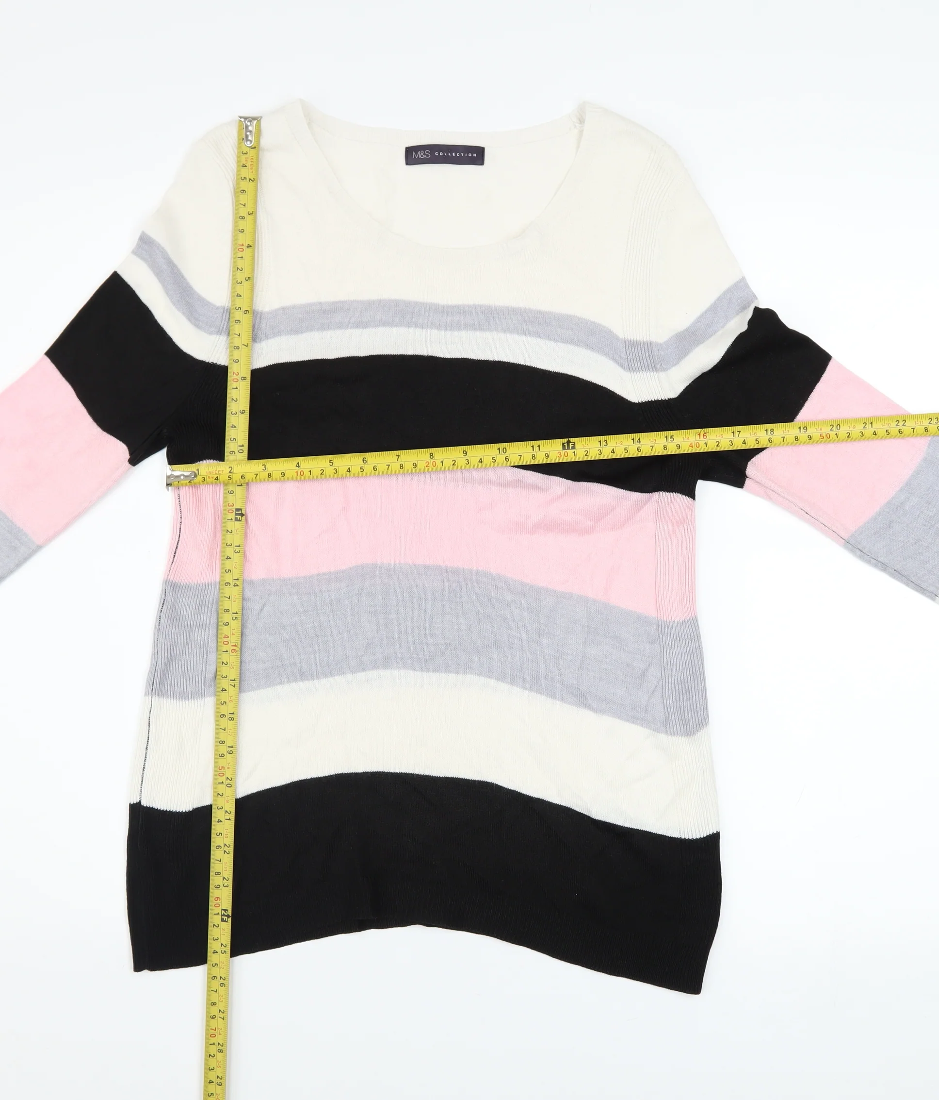 Marks and Spencer Women’s Multicoloured Striped Jumper Size 10 - Image 2