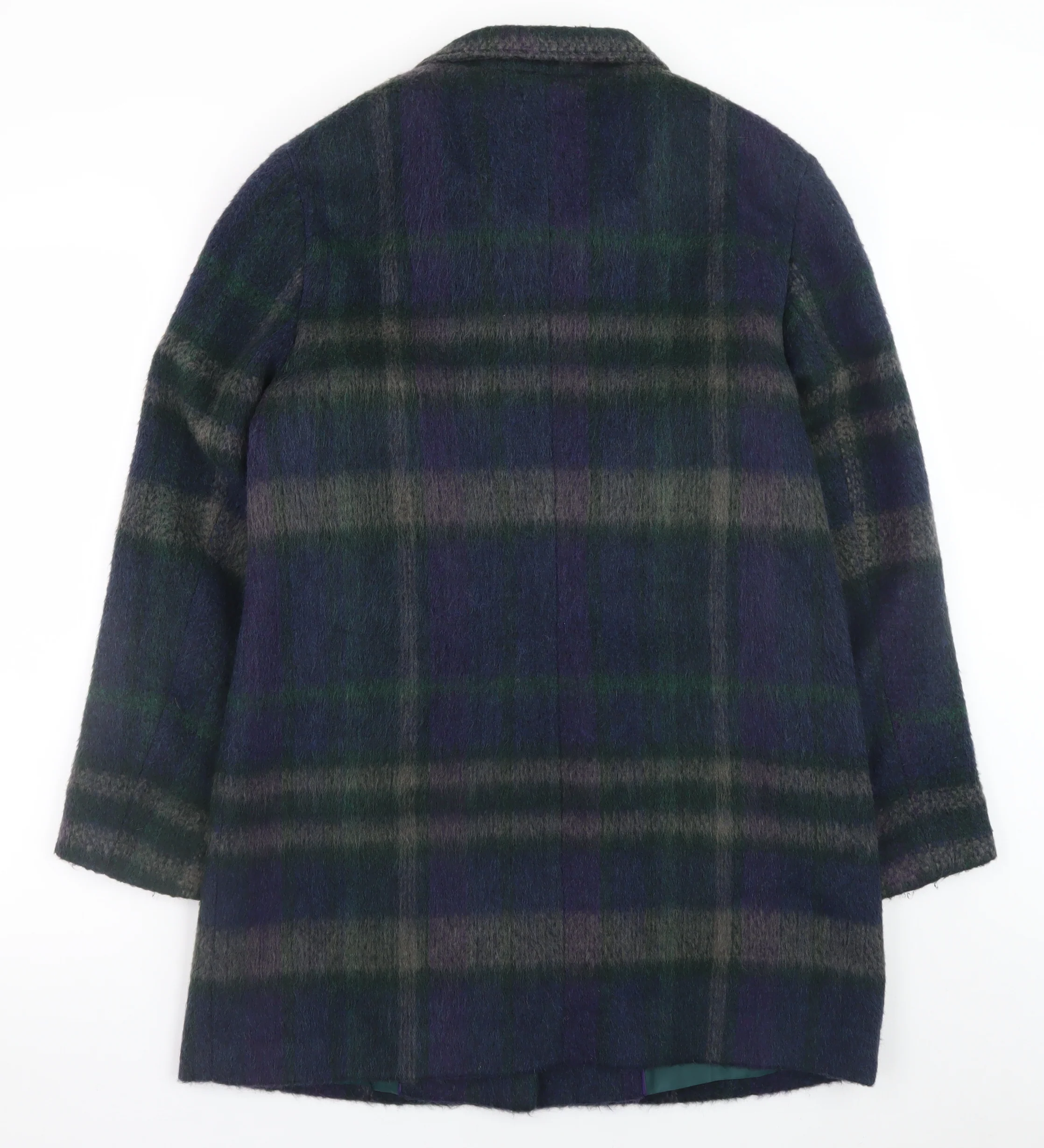 Marks and Spencer Women’s Multicoloured Wool Blend Plaid Overcoat UK 12 - Image 3