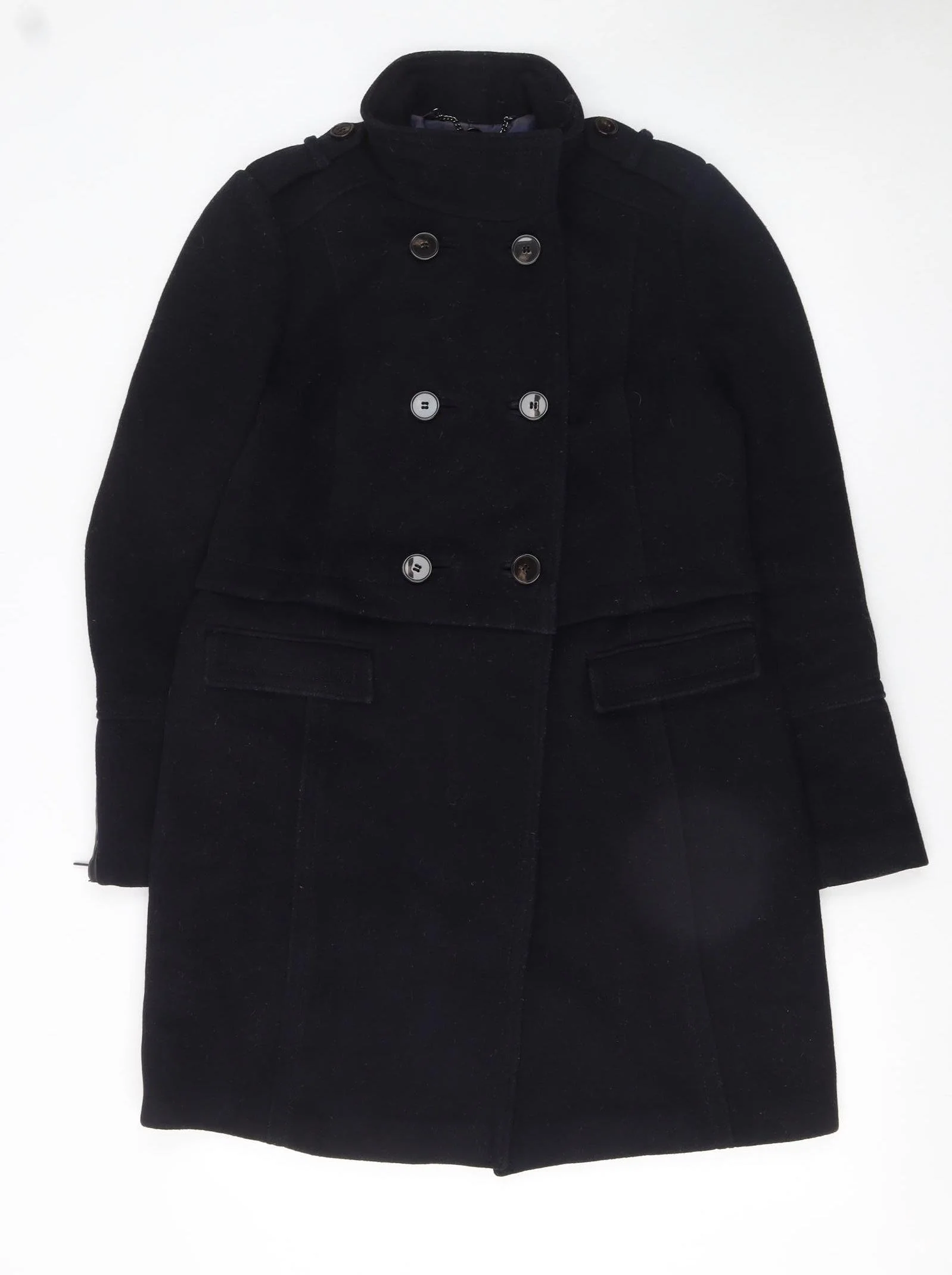 Marks and Spencer Women’s Navy Wool Blend Pea Coat UK 10 Lined