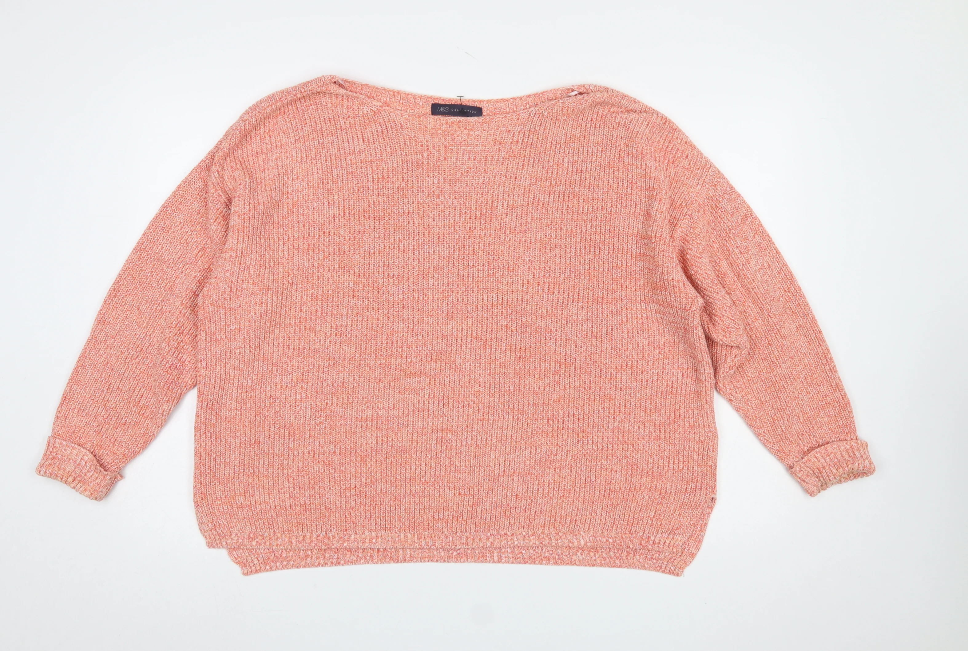 Marks and Spencer Women’s Orange Knit Cotton XL Boat Neck Jumper