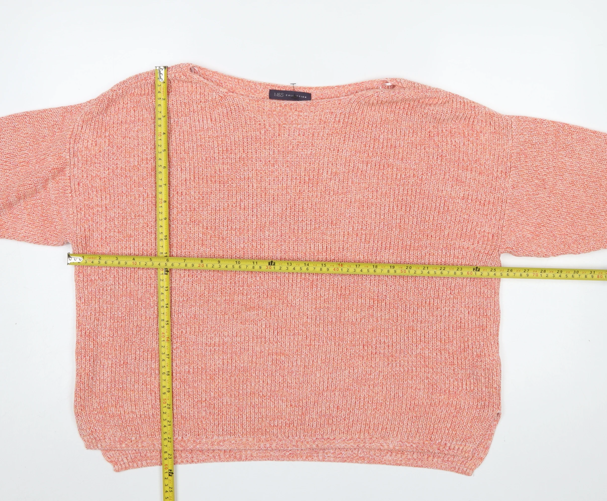 Marks and Spencer Women’s Orange Knit Cotton XL Boat Neck Jumper - Image 2