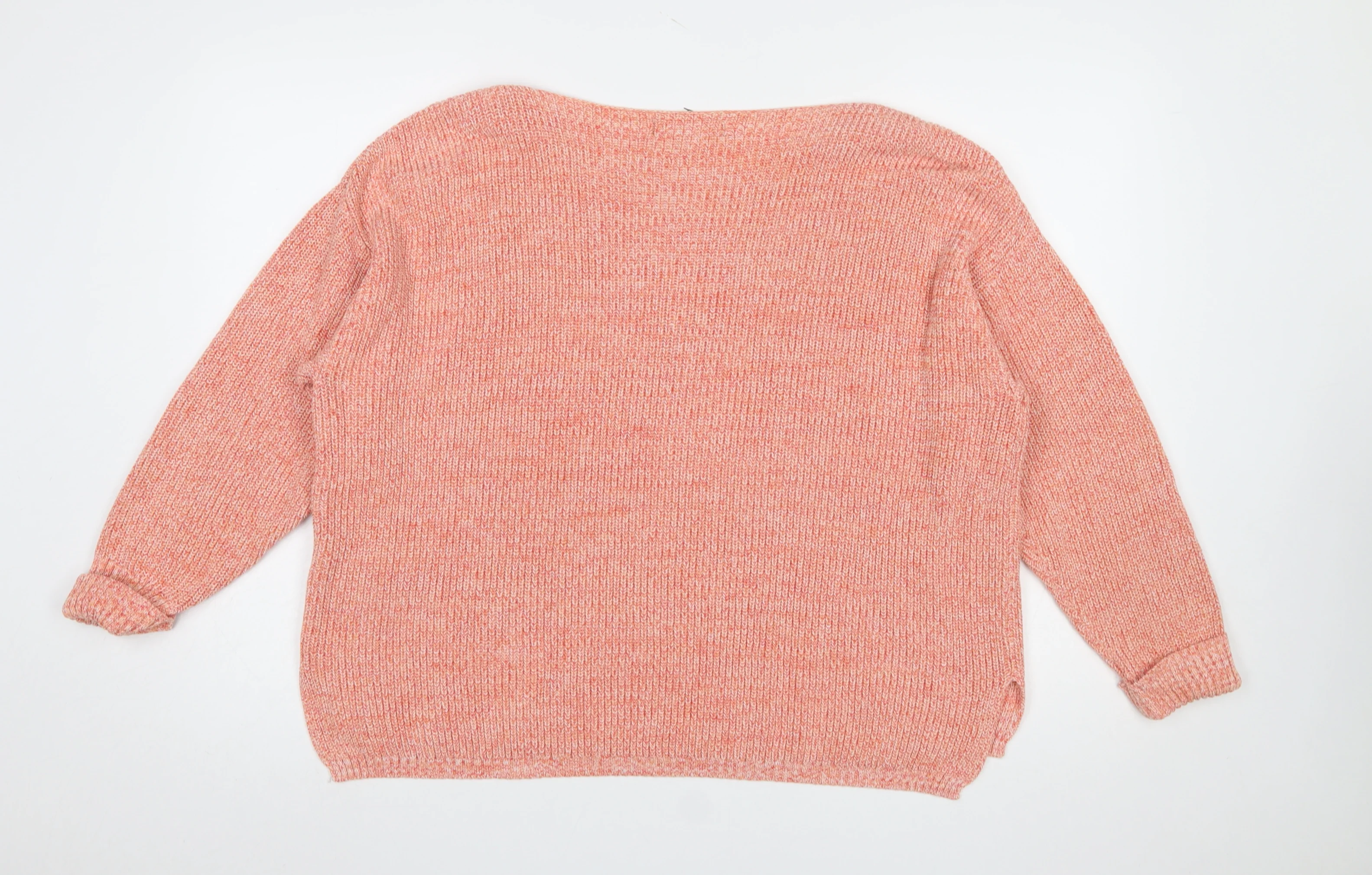 Marks and Spencer Women’s Orange Knit Cotton XL Boat Neck Jumper - Image 3