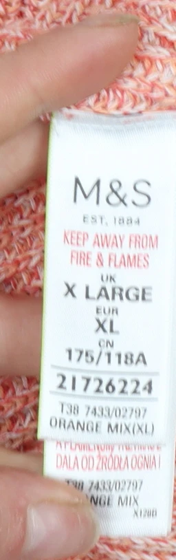 Marks and Spencer Women’s Orange Knit Cotton XL Boat Neck Jumper - Image 4