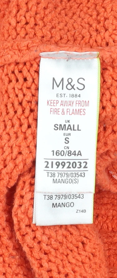 Marks and Spencer Women’s Orange V-Neck Knit Jumper Size S - Image 4