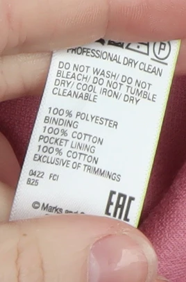 Marks and Spencer Women’s Pink 10 Regular Overcoat Buttoned Wool Look - Image 5