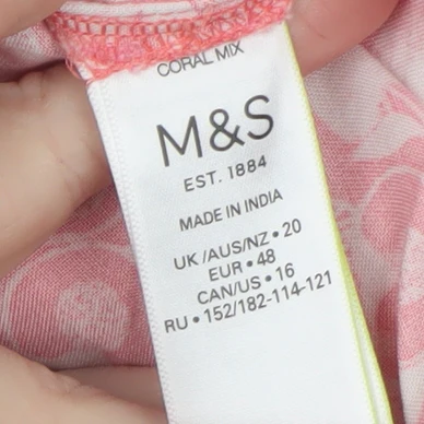 Marks and Spencer Women’s Pink Floral Viscose Paperbag Shorts Size 20 - Image 4