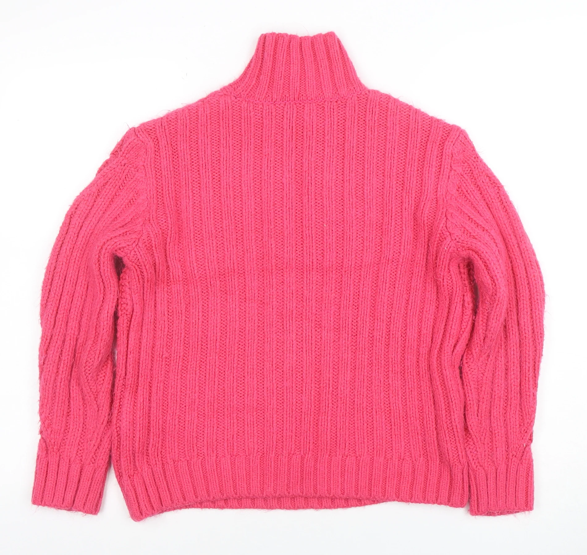 Marks and Spencer Women’s Pink Roll Neck Chunky Cable Knit Jumper Size S - Image 3