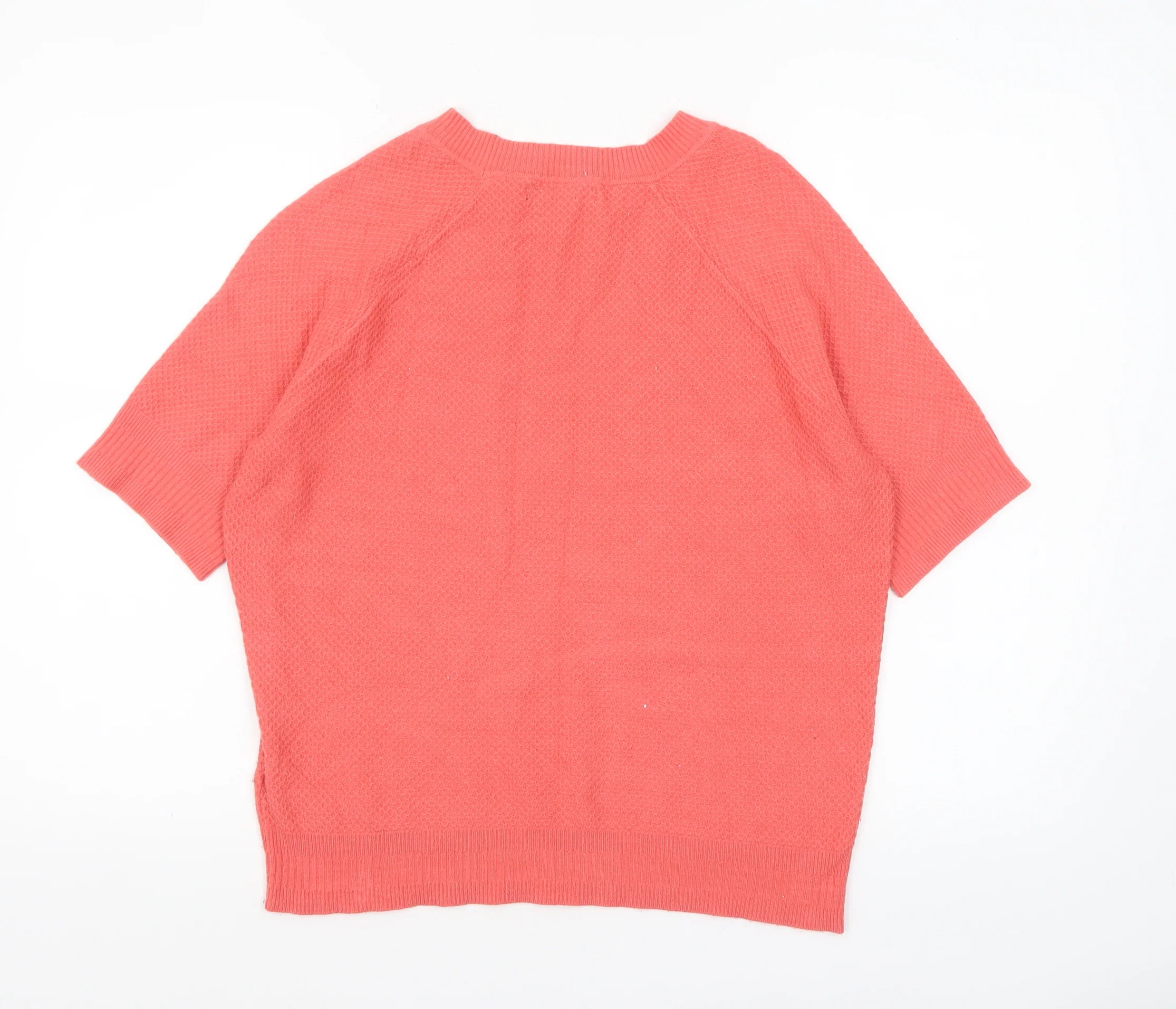 Marks and Spencer Women’s Pink Short Sleeve Knit Jumper Size 14 - Image 3