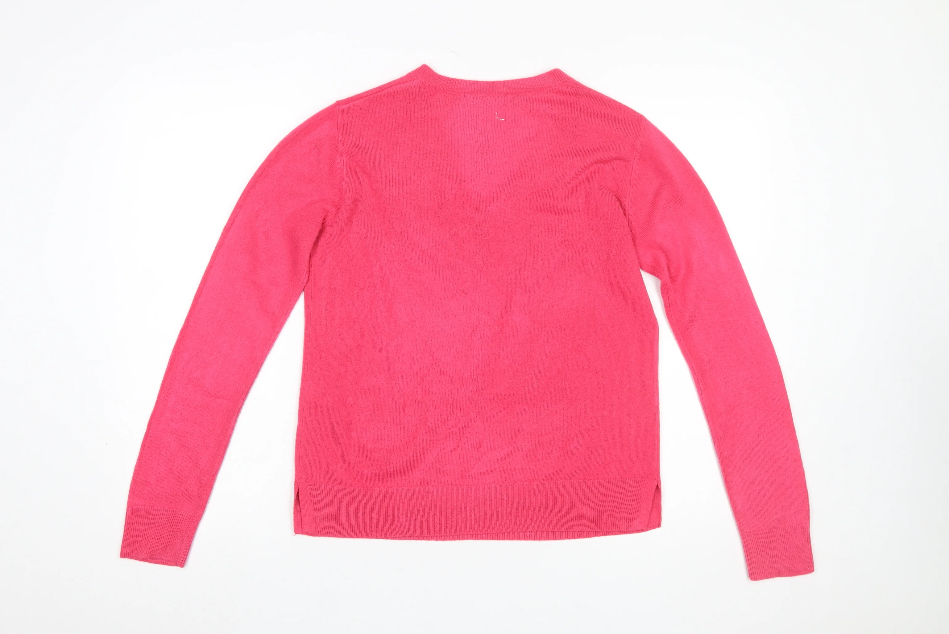 Marks and Spencer Women’s Pink V-Neck Acrylic Jumper Size 10 - Image 3