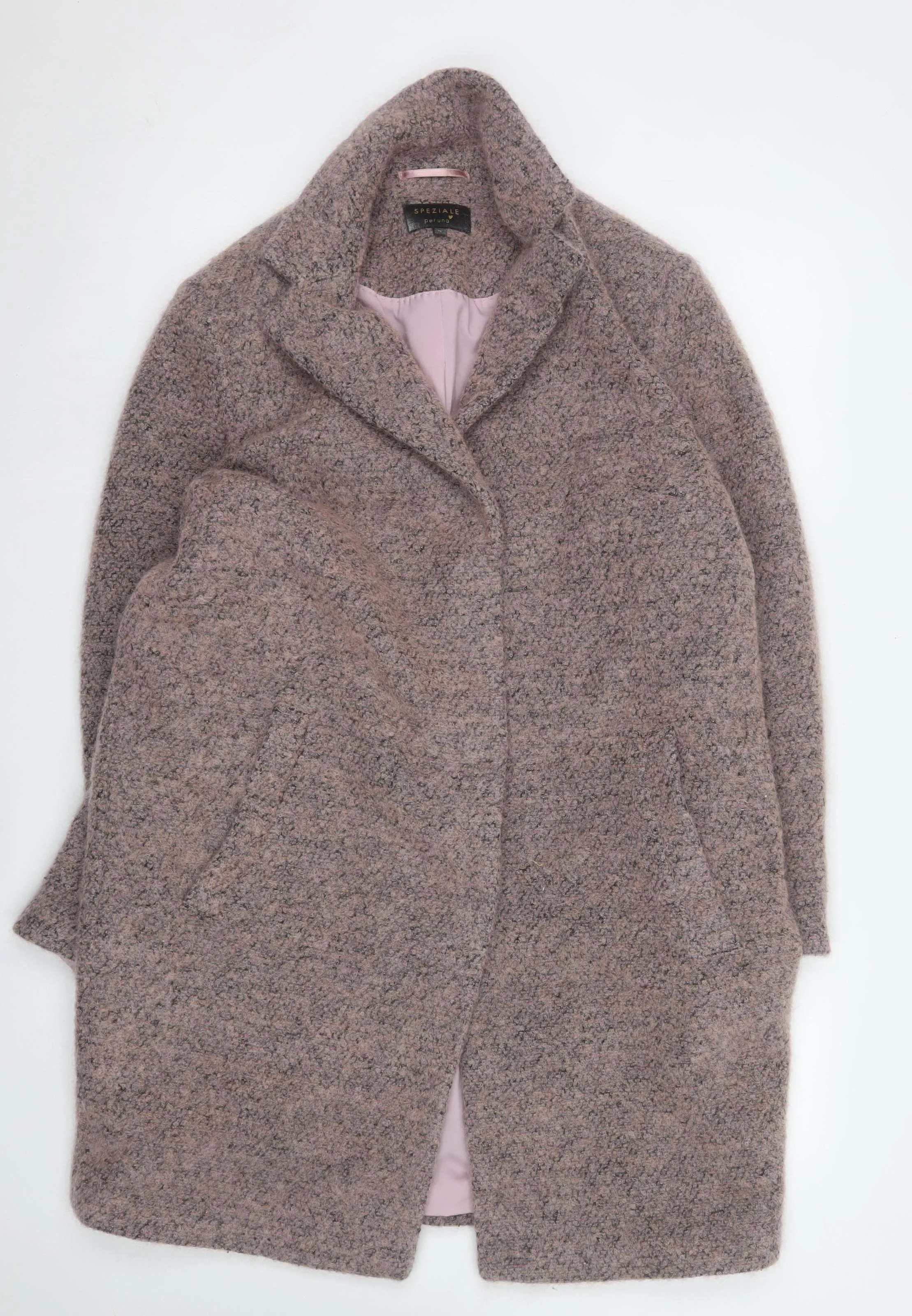 Marks and Spencer Women’s Pink Wool Blend Long Overcoat Size 16